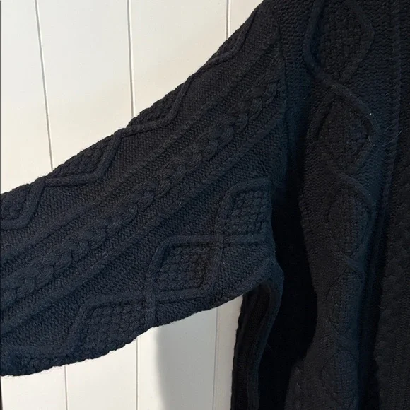 Eddie Bauer wool blend black cAble knit turtleneck boxy fit 4X - Picture 3 of 8